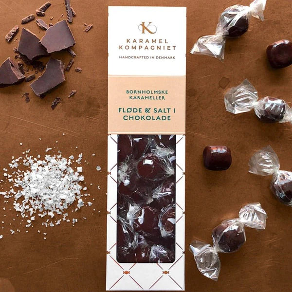 Karamel Kompagniet, Karamelkugler: fløde & salt i mørk chokolade 109 gram