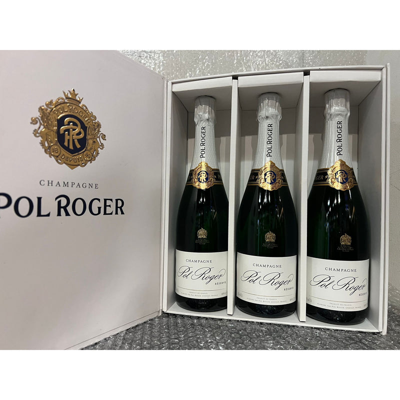 Pol Roger gaveæske indeholdende 3 flasker champagner